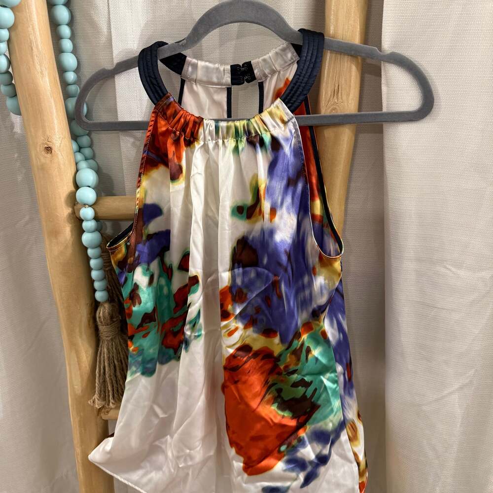 Tahari Halter Neck Abstract Floral Print rare y2k going out tops